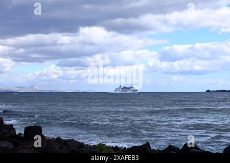 Corralejo, Canary island of Fuerteventura in Spain - November 25 2023: Armas Ferry approaching Corralejo Fuerteventura Stock Photo