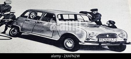 Viersen, Germany - May 9. 2024: Old retro german magazine Renault R4 car advertising from 1963 Stock Photo