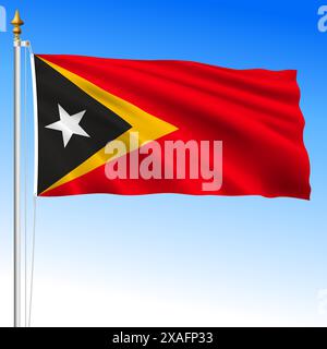 Timor East, official national waving flag, asiatic country, vector illustration Stock Vector