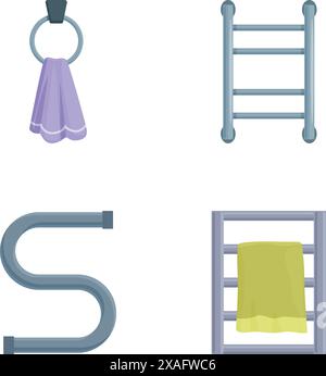 Collection of four home essentials icons, depicting common household items Stock Vector