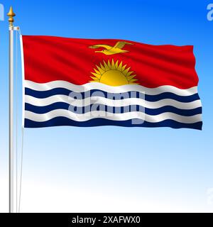 Kiribati official national waving flag, pacific ocean, vector illustration Stock Vector