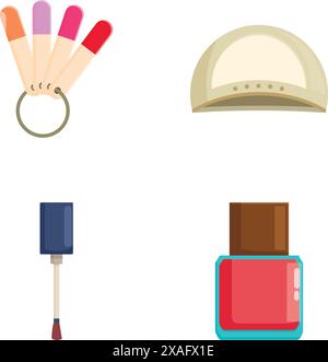 Vector illustration set featuring beauty and cosmetic accessories Stock Vector