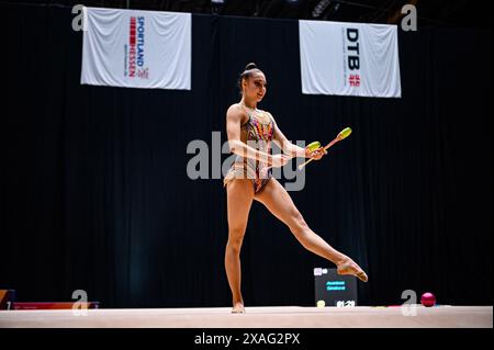 Frankfurt, GERMANY - 06.06.24: Sofia Rosenberg, Die Finals 2024. Rhythmic gymnastics at SE Arena Stock Photo