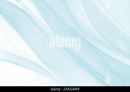 close up of the white and blue organza fabric texture background Stock Photo