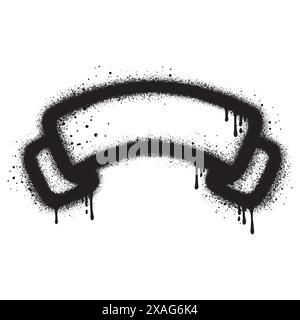 Ribbon icon graffiti with black spray paint. vector illustration Stock ...