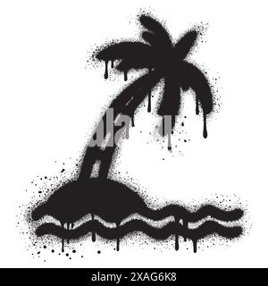 Summer icon Spray Painted Graffiti Sprayed with palm tree isolated on white background. Stock Vector