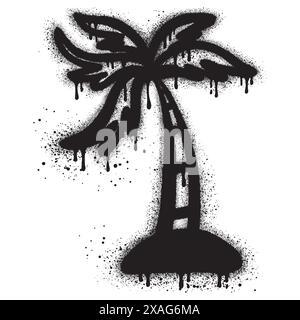 Summer icon Spray Painted Graffiti Sprayed with palm tree isolated on white background. Stock Vector