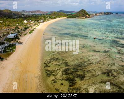 Aerial view of Mandalika Beach in Kuta, Lombok Stock Photo