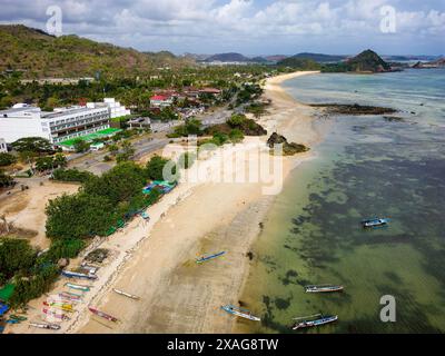 Aerial view of Mandalika Beach in Kuta, Lombok Stock Photo