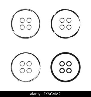 Button icons set. Sewing elements. Hand drawn style. Vector symbols. Stock Vector