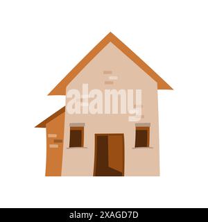 Brick house vector design illustration in cartoon style Stock Vector