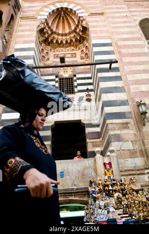 The old narrow market streets of Khan El Khalili in Cairo, Egypt. Stock Photo