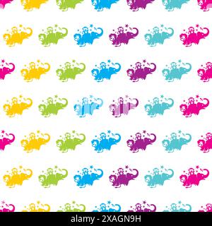 Animal Elephant, Monkey, Lion Pattern for kids design, animal background fun color Stock Vector