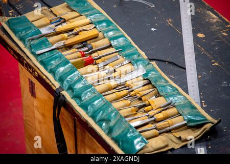 Set of Wood Carving Chisel Tools Stock Photo