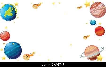 Planets, stars, and comets in outer space Stock Vector