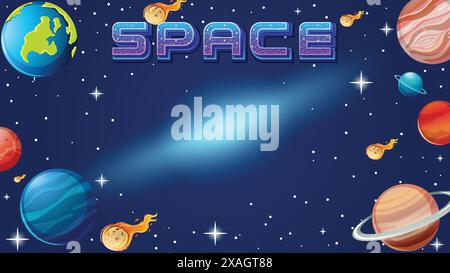 Planets, stars, and comets in space Stock Vector