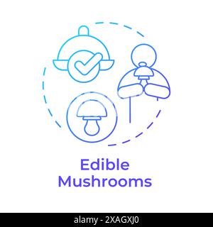 Edible mushrooms blue gradient concept icon Stock Vector