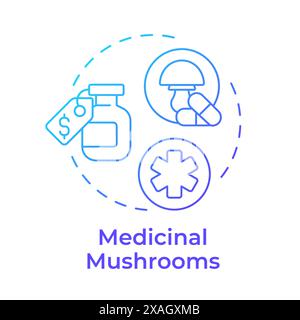 Medicinal mushrooms blue gradient concept icon Stock Vector