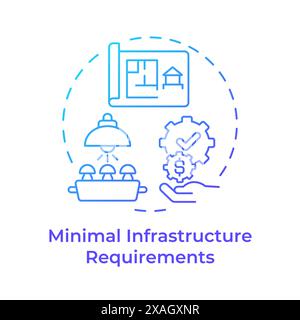 Minimal infrastructure requirement blue gradient concept icon Stock Vector