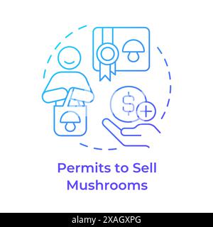 Permits to sell mushrooms blue gradient concept icon Stock Vector