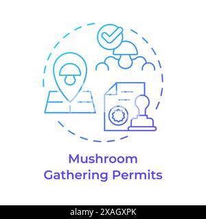 Mushroom gathering permits blue gradient concept icon Stock Vector