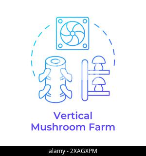 Vertical mushroom farm blue gradient concept icon Stock Vector