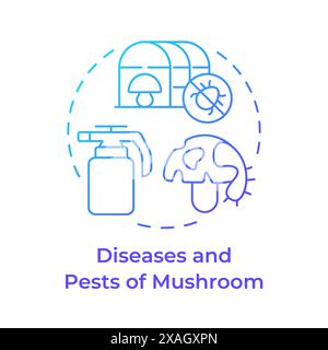 Diseases and pests of mushrooms blue gradient concept icon Stock Vector