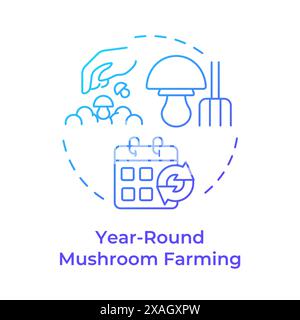 Year-round mushroom farming blue gradient concept icon Stock Vector