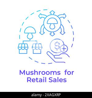 Mushroom for retail sales blue gradient concept icon Stock Vector