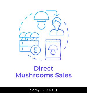 Direct mushroom sales blue gradient concept icon Stock Vector