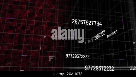 Image of increasing numbers over dna chain on black background Stock Photo