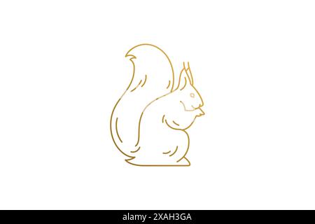 Squirrel silhouette modern linear style vector illustration. Good for logo emblem or poster decoration. Stock Vector