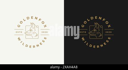 Fox head logo template linear vector illustration. Wild forest animal minimal design outline style. Good for hunters club emblem or hunting poster dec Stock Vector