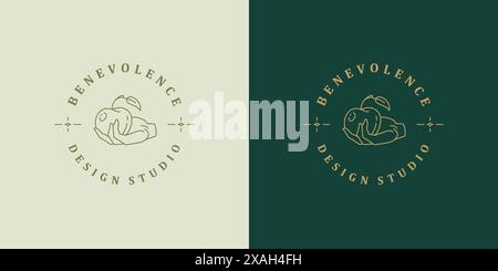 Human hand with apple silhouette linear vector illustration. Hand holding fresh apple agricultural industry outline style. Good for nutritionist logo Stock Vector