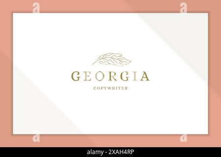 Simple vector illustration of elegant linear style emblem with quill made of soft bird feather designed for copywriter service advertisement line styl Stock Vector