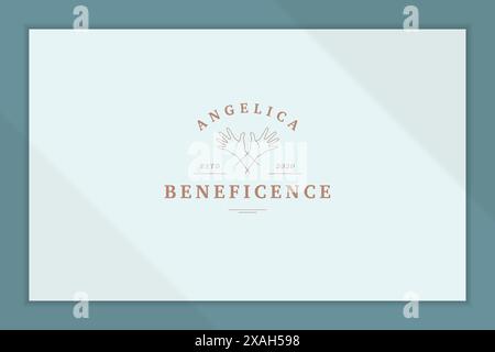 Minimal vector illustration of simple outline logo template of elegant crossed female hands symbolizing beneficence designed for charitable volunteer Stock Vector