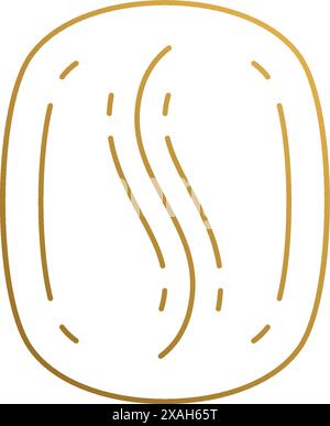 Minimal vector illustration of linear style logo design template of coffee bean hand drawn with golden lines Stock Vector