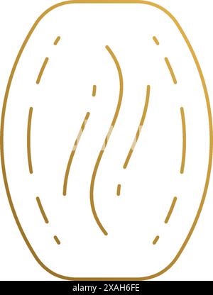 Minimal vector illustration of linear style logo design template of coffee bean hand drawn with golden lines Stock Vector