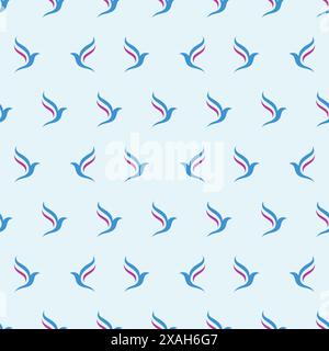 Abstract Bird Pattern With Blue Color Combination. wallpaper vector Stock Vector