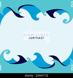 Papercut Beach Abstract Vector look simple and modern design Stock Vector