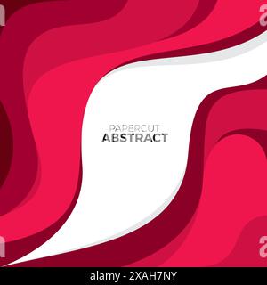 papercut abstract background with red waves Stock Vector