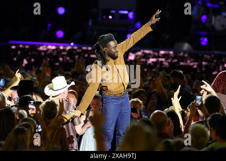 Nashville, USA. 06th June, 2024. Shaboozey onstage at the Nissan Stadium at CMA Fest 2024 held on June 6, 2024 in Nashville, TN © Curtis Hilbun/AFF-USA.COM Credit: AFF/Alamy Live News Stock Photo