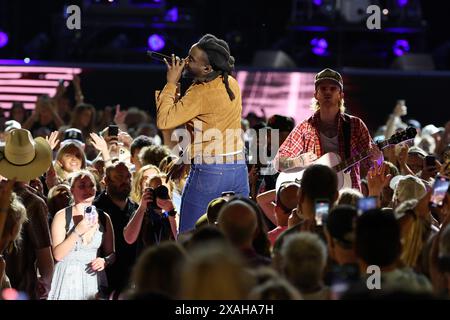 Nashville, USA. 06th June, 2024. Shaboozey onstage at the Nissan Stadium at CMA Fest 2024 held on June 6, 2024 in Nashville, TN © Curtis Hilbun/AFF-USA.COM Credit: AFF/Alamy Live News Stock Photo