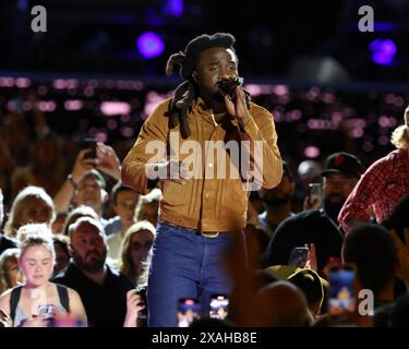 Nashville, USA. 06th June, 2024. Shaboozey onstage at the Nissan Stadium at CMA Fest 2024 held on June 6, 2024 in Nashville, TN © Curtis Hilbun/AFF-USA.COM Credit: AFF/Alamy Live News Stock Photo