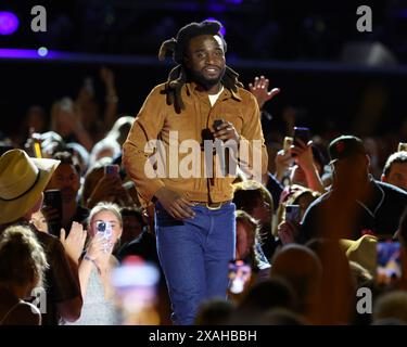 Nashville, USA. 06th June, 2024. Shaboozey onstage at the Nissan Stadium at CMA Fest 2024 held on June 6, 2024 in Nashville, TN © Curtis Hilbun/AFF-USA.COM Credit: AFF/Alamy Live News Stock Photo