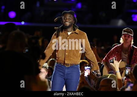 Nashville, USA. 06th June, 2024. Shaboozey onstage at the Nissan Stadium at CMA Fest 2024 held on June 6, 2024 in Nashville, TN © Curtis Hilbun/AFF-USA.COM Credit: AFF/Alamy Live News Stock Photo