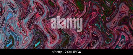 Colorful red background. Fantasy multicolored psychedelic abstract pattern. Long banner Stock Photo