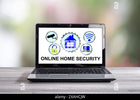 Online home security concept shown on a laptop screen Stock Photo