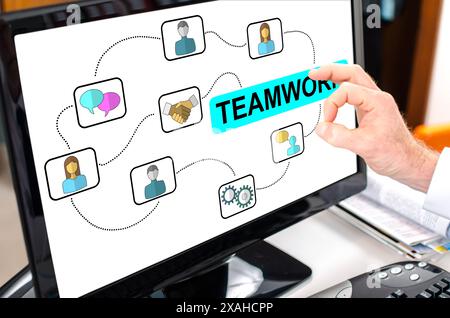Teamwork concept shown on a computer screen Stock Photo