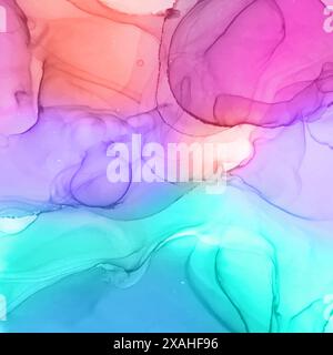 Rainbow coloured abstract alcohol ink background design Stock Vector